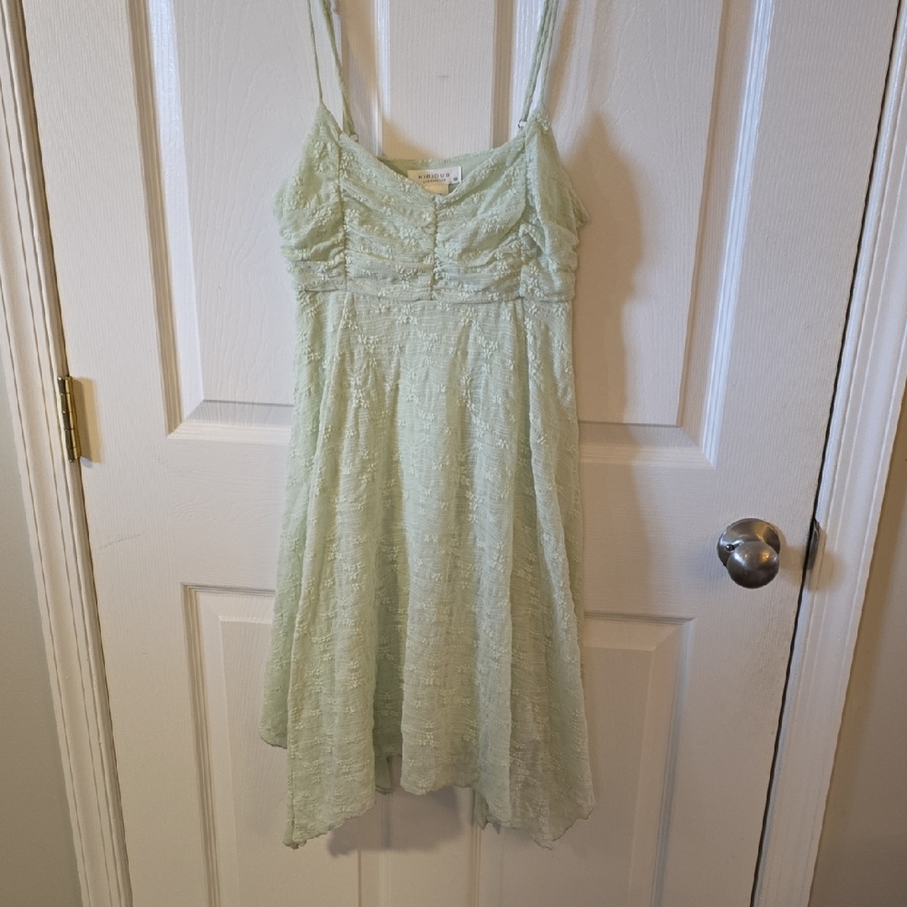 Chic Light Green Lace Mini Dress